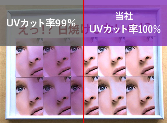UVカット率の差による退色比較